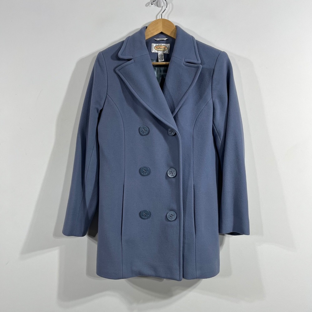 Talbots Fisherman Old Money Wool Cashmere Peacoat Nautical Anchor Button Size 4
